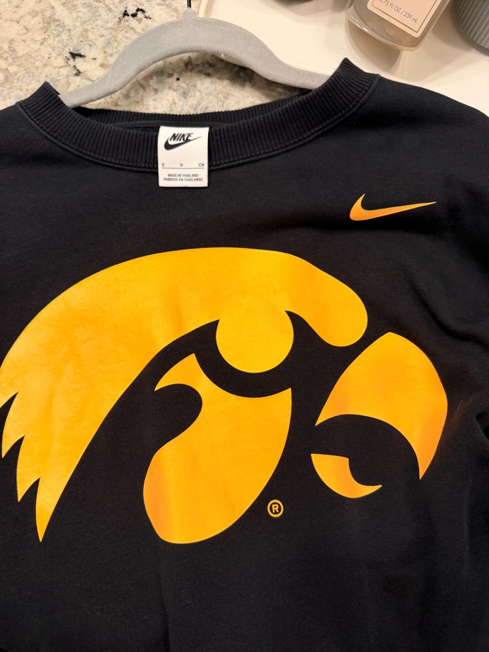 Nike Black Cropped Crewneck Sweatshirt with Gold Hawkeye Logo - Picture 3 of 3